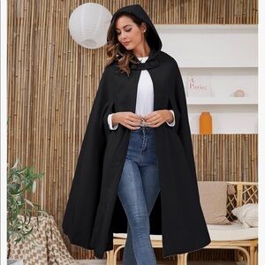 Black Poncho Hooded Cape